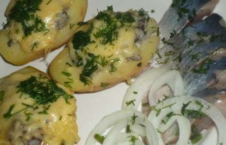 Картофель фаршированный грибами рецепт с фото по шагам