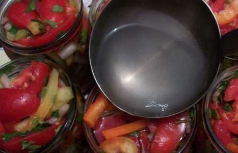 Консервированный салат из помидоров и болгарского перца рецепт с фото по шагам - фото 9 шага 