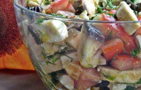 Шопский салат с овощами, грибами и брынзой рецепт с фото по шагам - фото 4 шага 