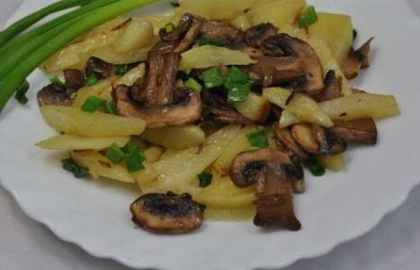 Жареная картошка с шампиньонами рецепт с фото по шагам